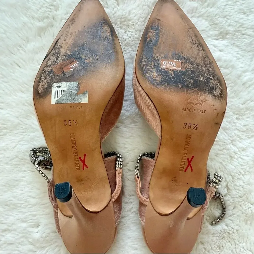 Manolo Blahnik RARE velvet high heels shoes with crystals size 38.5 EU